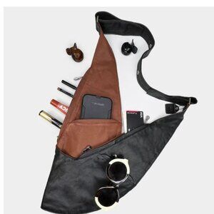Black/Brown Reversible Leather Sash Bag